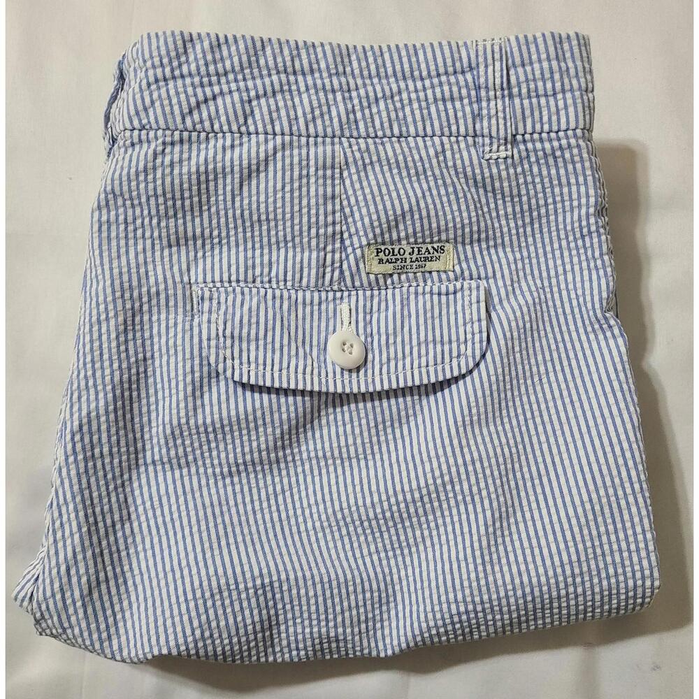 Polo Jeans Co Ralph Lauren Shorts Womens Sz 8 Medium Striped Seersucker Golf EUC - Picture 8 of 8
